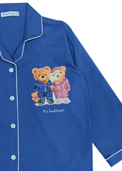 Its Bedtime Teddy Bright Blue Long Sleeve Kids Night Suit