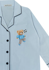 Football Teddy Print Long Sleeve Kids Night Suit