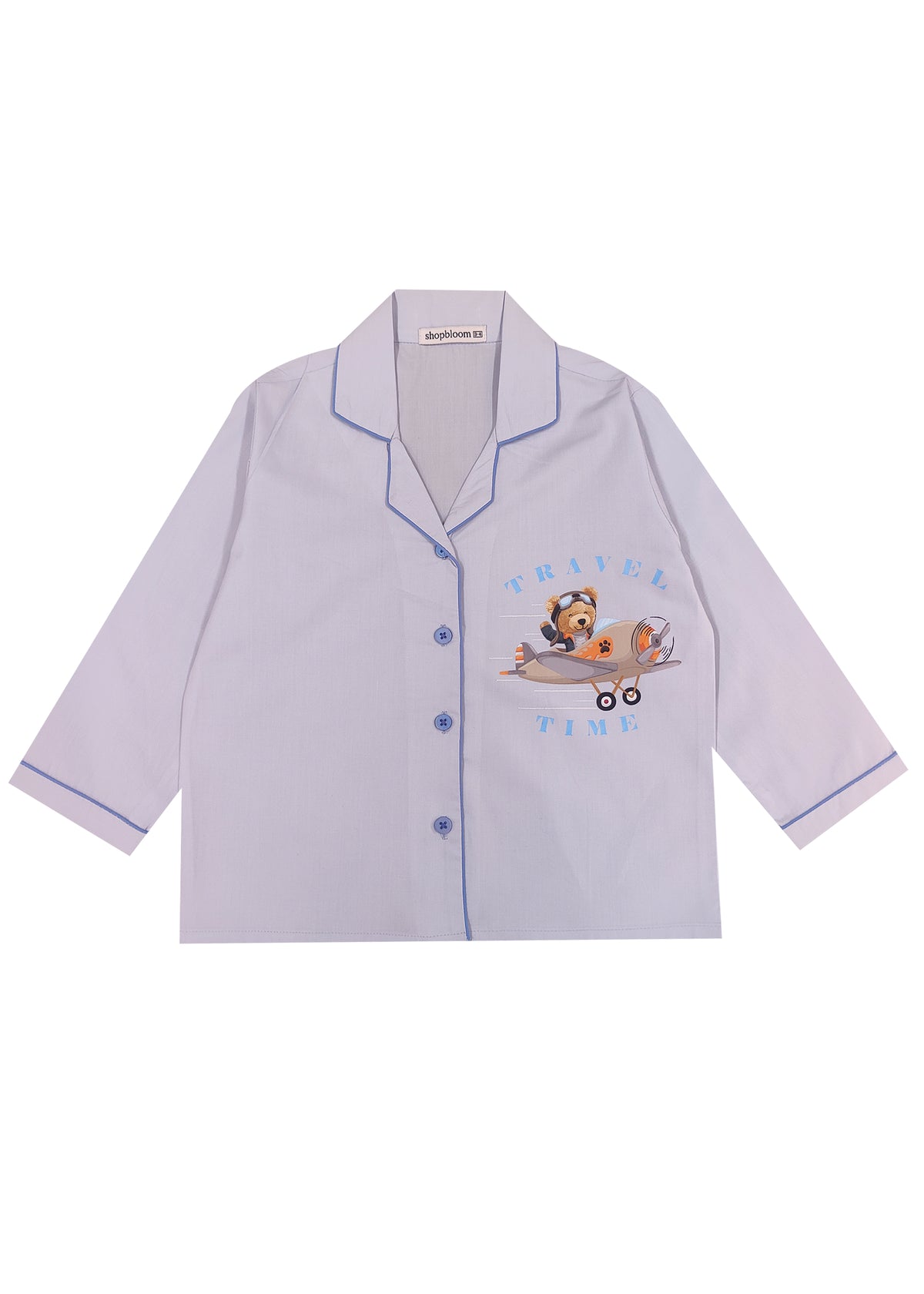 Time To Travel Long Sleeve Kids Night Suit