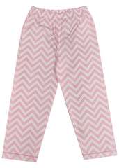 Pink Diagonal Print Long Sleeve Kids Night Suit