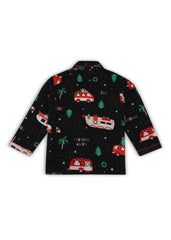 Happy Holidays Print Cotton Flannel Long Sleeve Kid's Night Suit