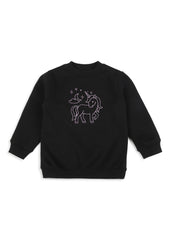 Unicorn Pink Glitter Print Warm Kids Fleece Sweatshirt