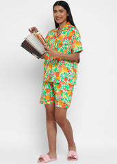 Fruity Orange Print Short Sleeve Women's Boxer Set - Shopbloom