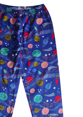 Blue Space Print Long Sleeve Kids Night Suit - Shopbloom