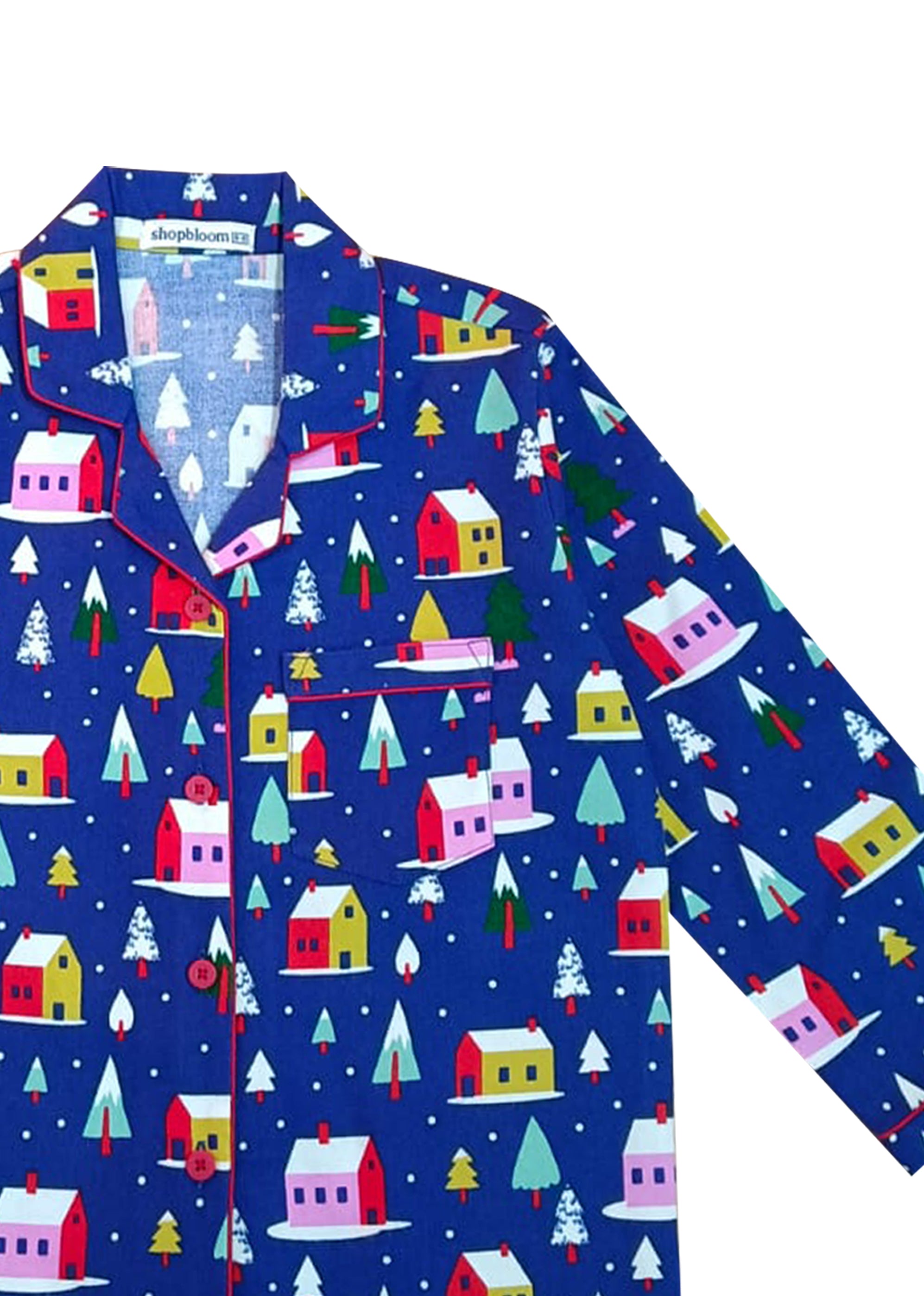 Christmas Land Print Cotton Flannel Long Sleeve Kid's Night Suit - Shopbloom