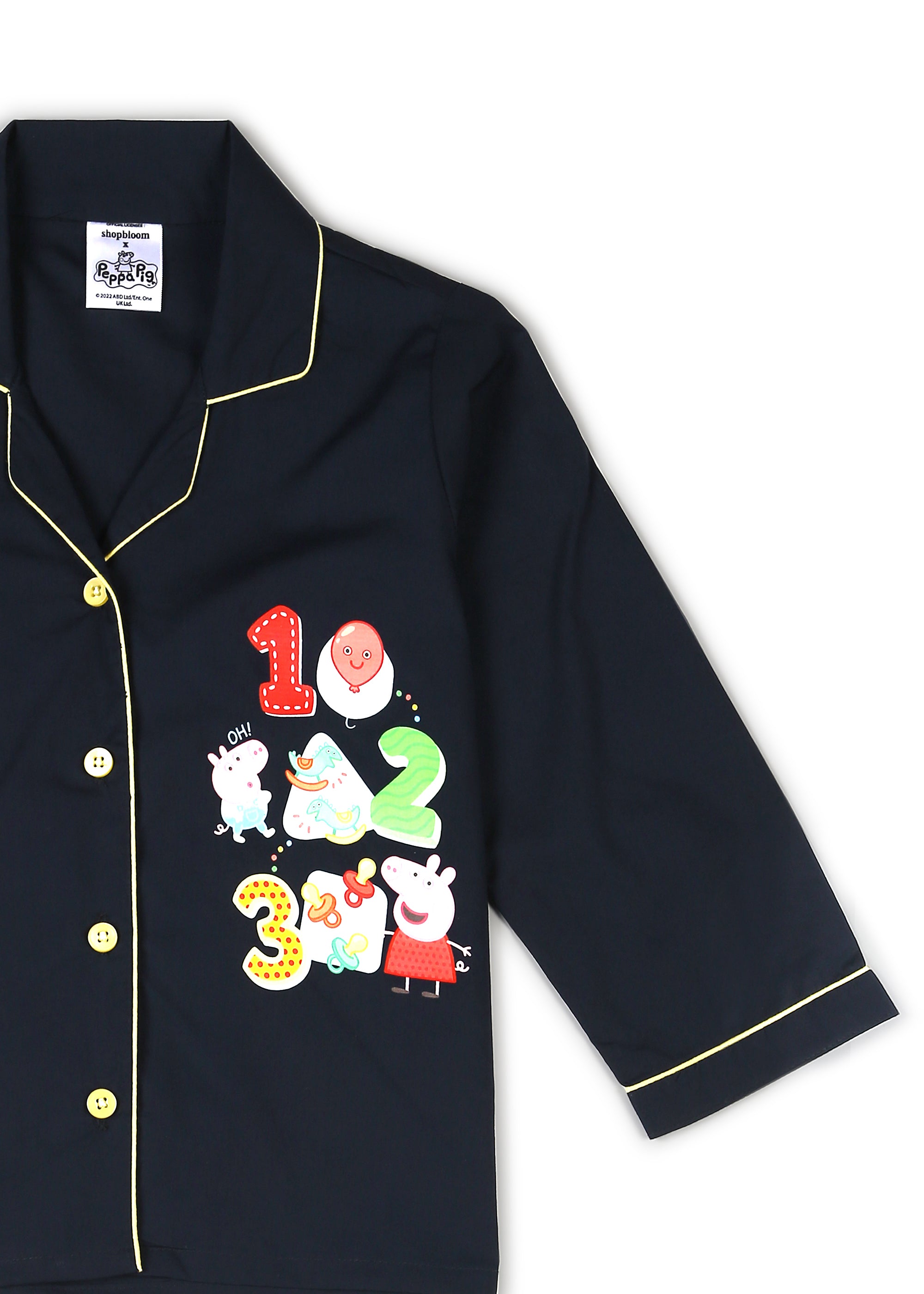 Peppa Pig 1-2-3 Print Long Sleeve Kids Night Suit - Shopbloom