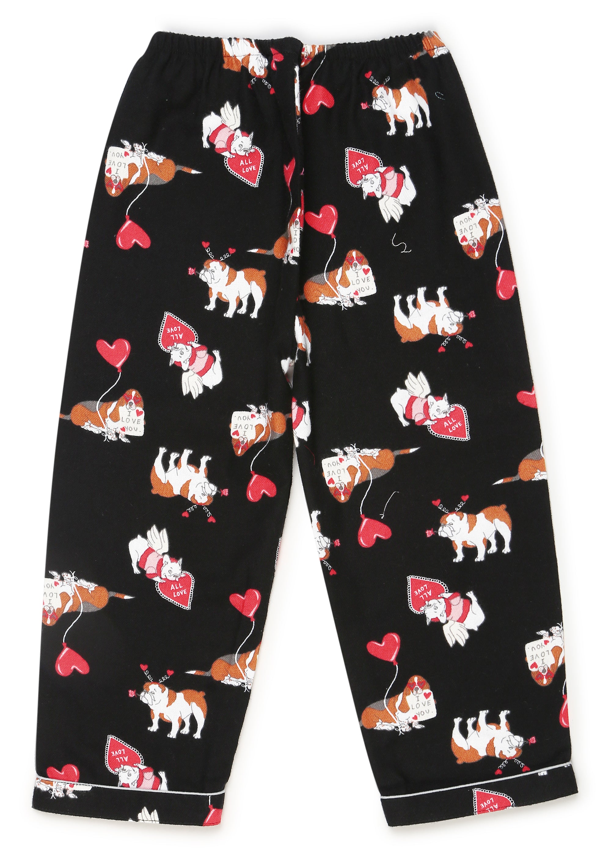 I Love Dogs Print Cotton Flannel Long Sleeve Kid's Night Suit - Shopbloom