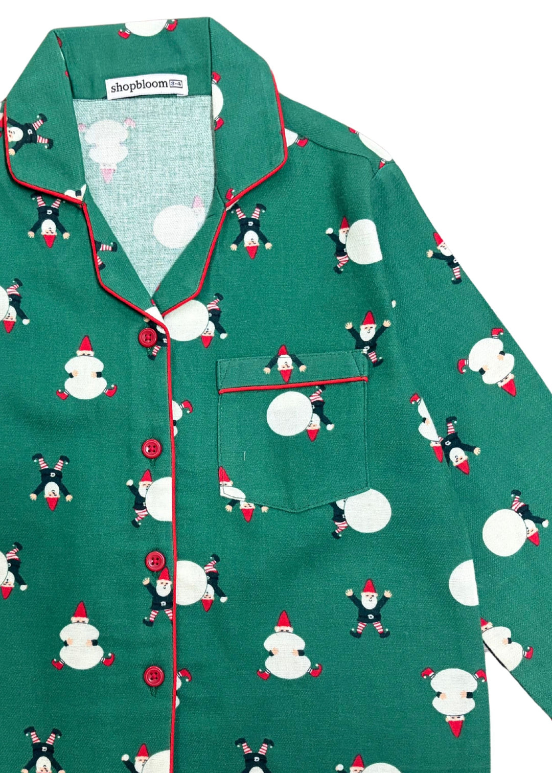 Little Elf Dreams Cotton Flannel Long Sleeve Kids Night Suit