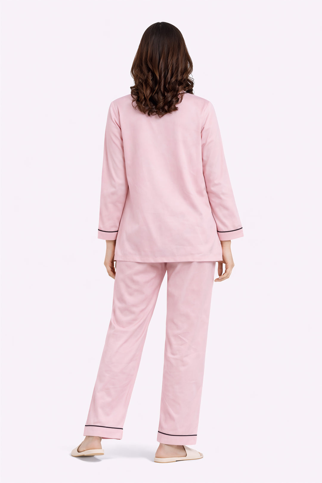 Heart Pop Pink Print Long Sleeve Women's Night Suit