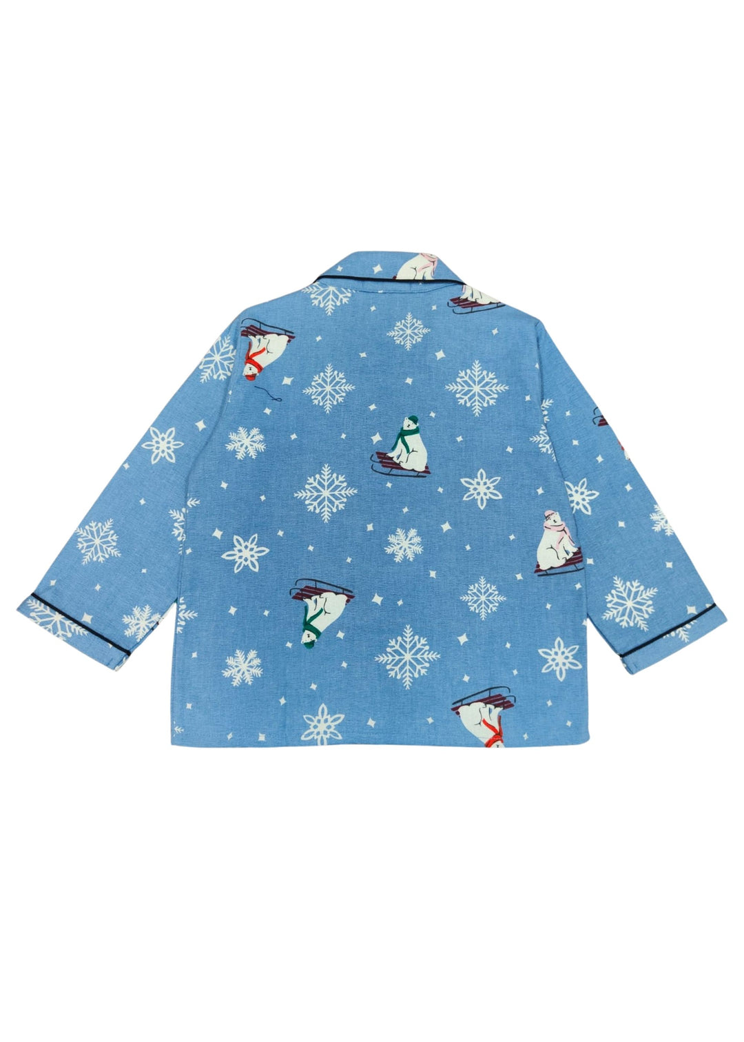 Snowy Bear Cotton Flannel Long Sleeve Kids Night Suit