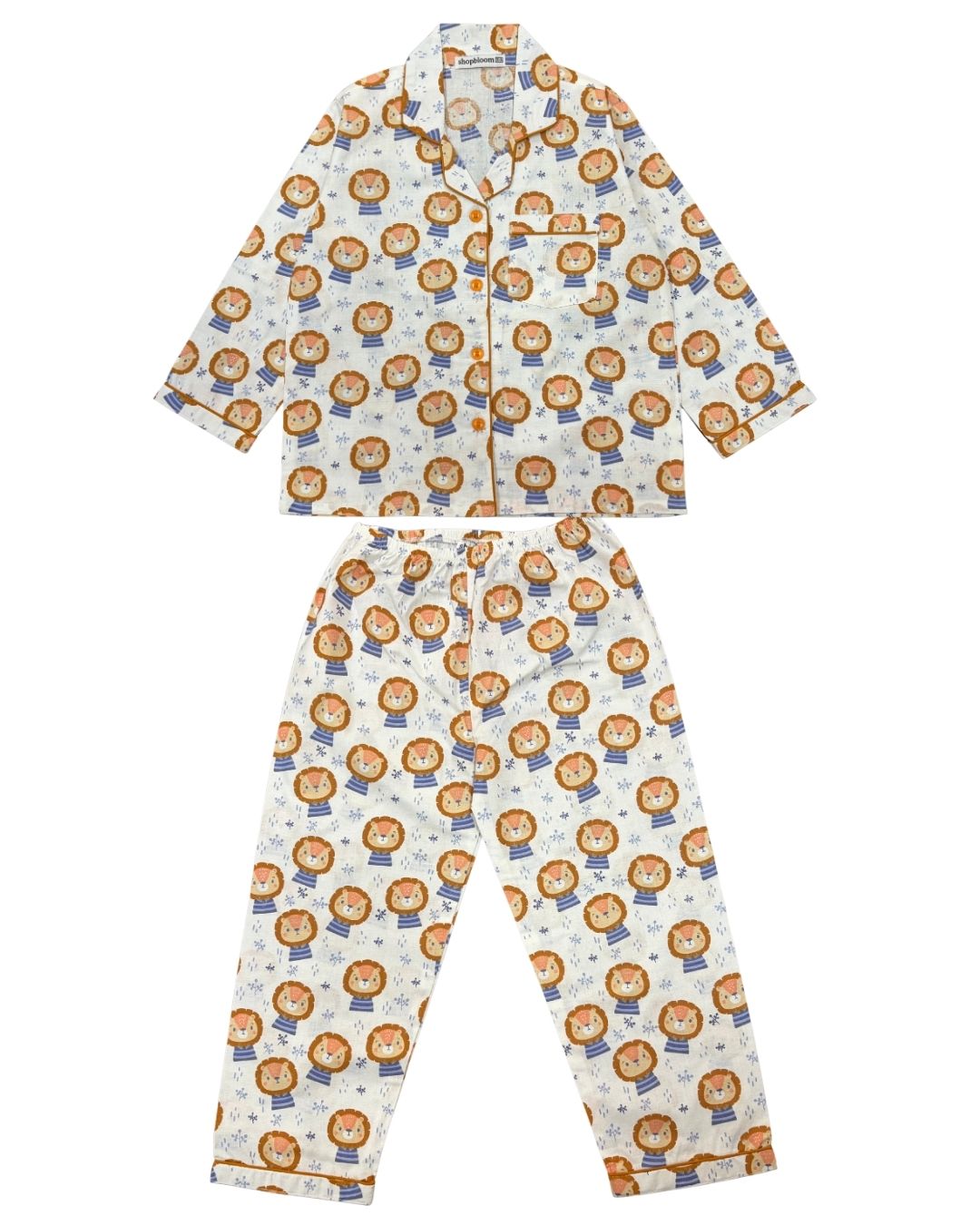 Calm Cub Print Long Sleeve Kids Night Suit