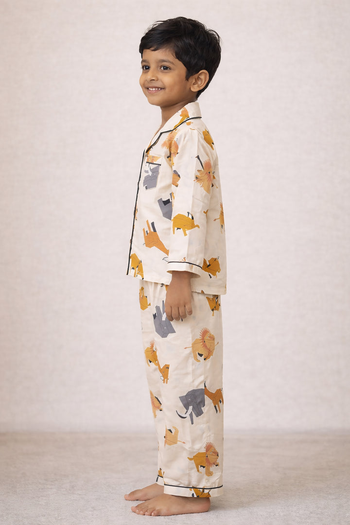 Rusty Tail Print Long Sleeve Kids Night Suit