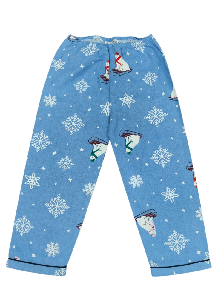 Snowy Bear Cotton Flannel Long Sleeve Kids Night Suit