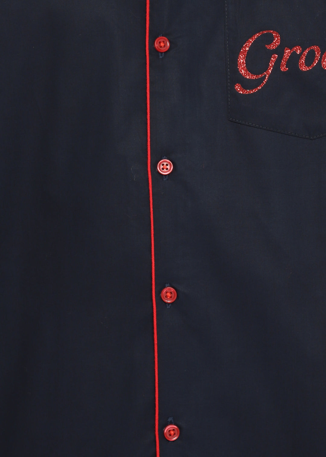 Groom Glitter Print Long Sleeve Men's Night Suit