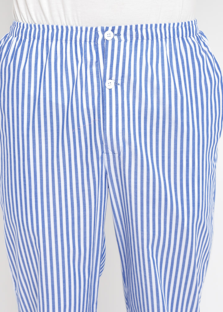 Classic Blue Stripe Long Sleeve Men's Night Suit