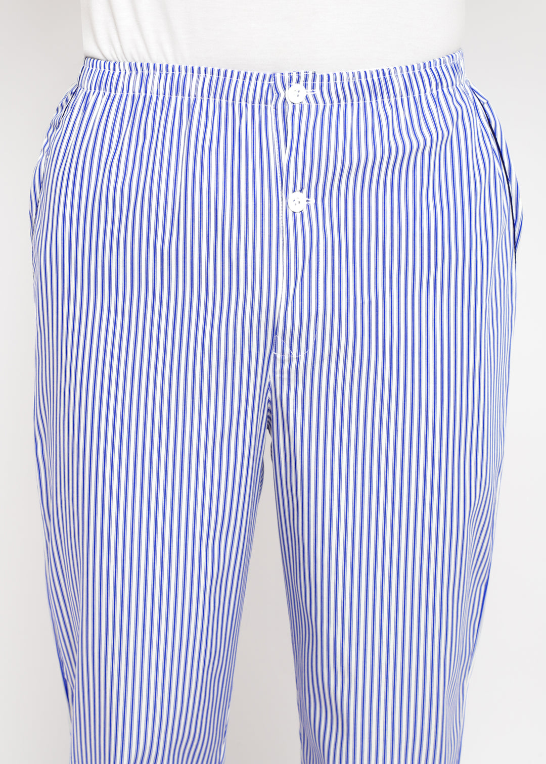 Dark Blue Stripe Print Long Sleeve Men's Night Suit