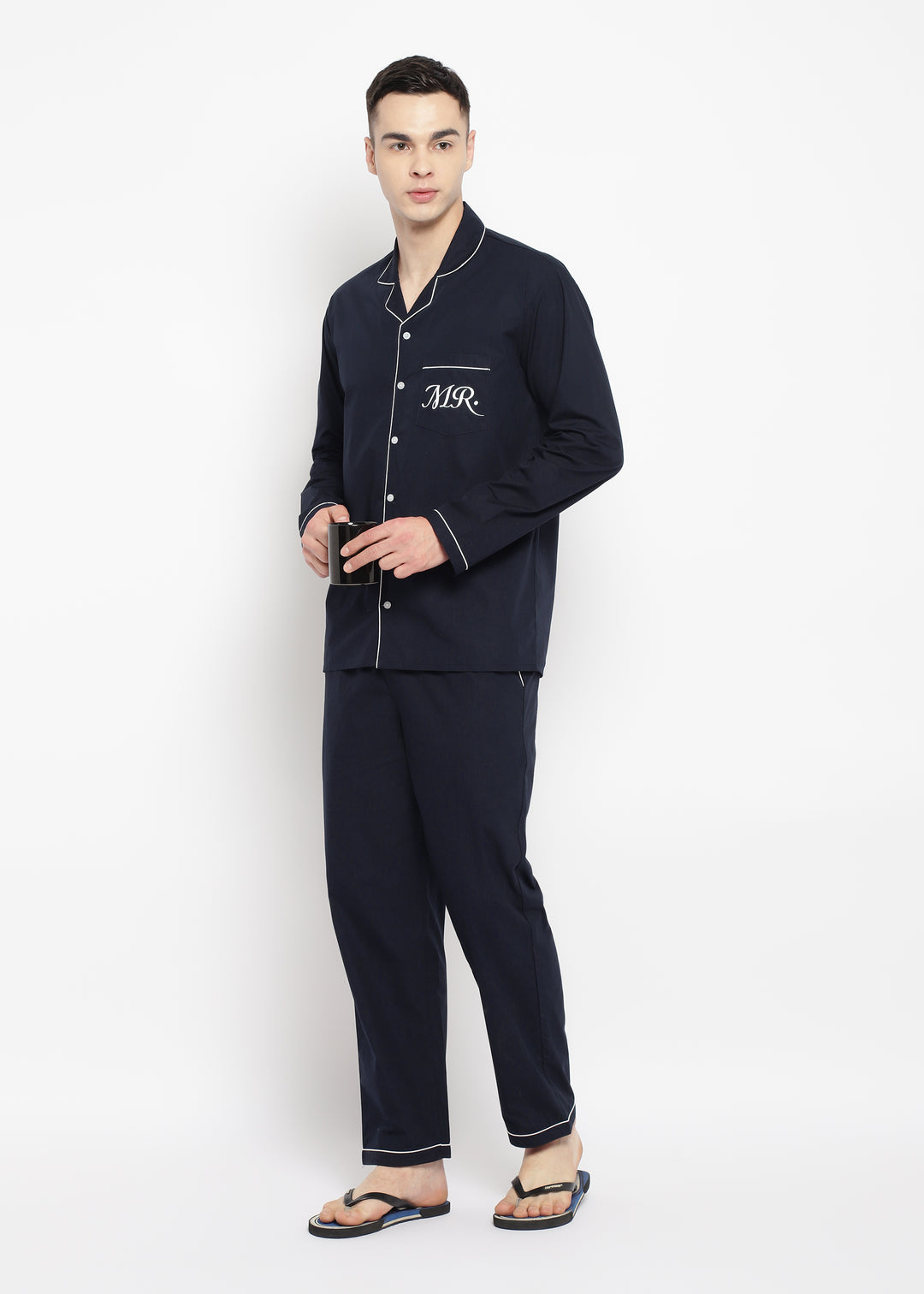 Mr Glitter Print Long Sleeve Men's Night Suit