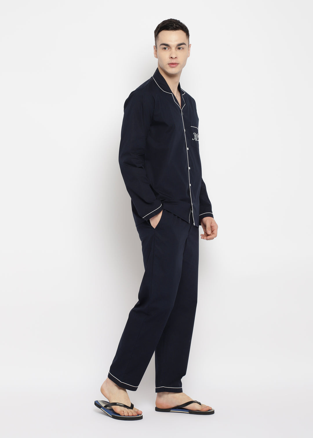 Mr Glitter Print Long Sleeve Men's Night Suit