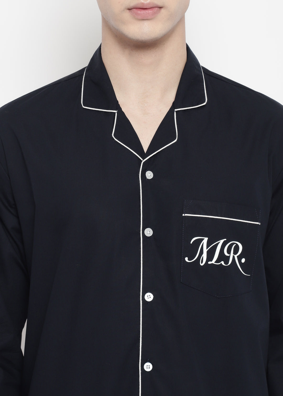 Mr Glitter Print Long Sleeve Men's Night Suit