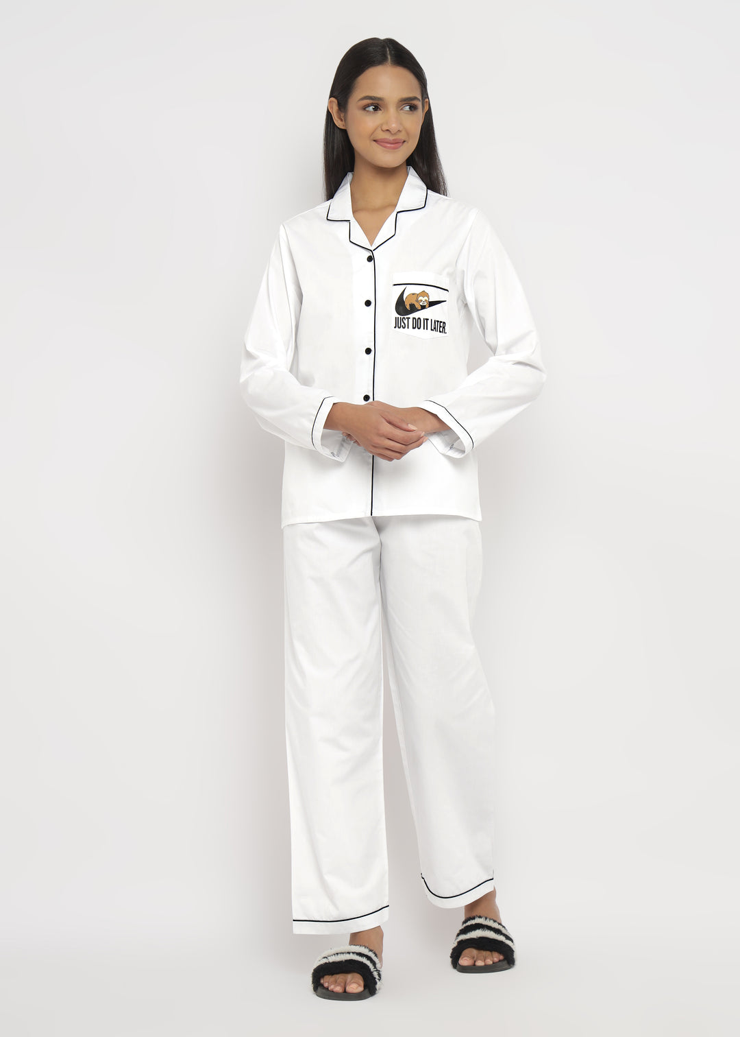 Just Do It Later Cotton Long Sleeve Women's Night Suit