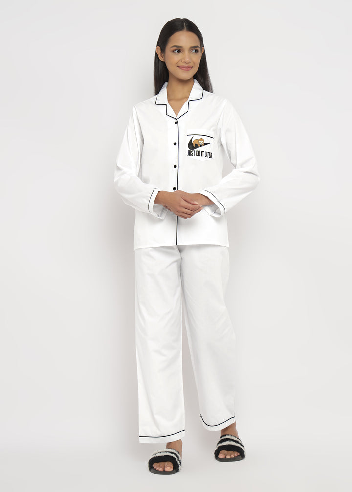 Just Do It Later Cotton Long Sleeve Women's Night Suit