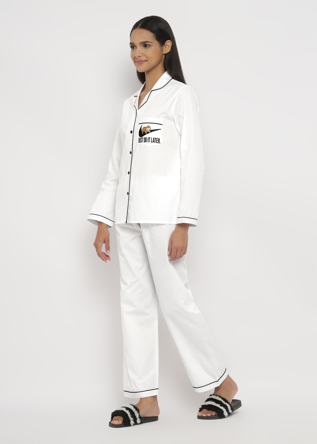 Just Do It Later Cotton Long Sleeve Women's Night Suit