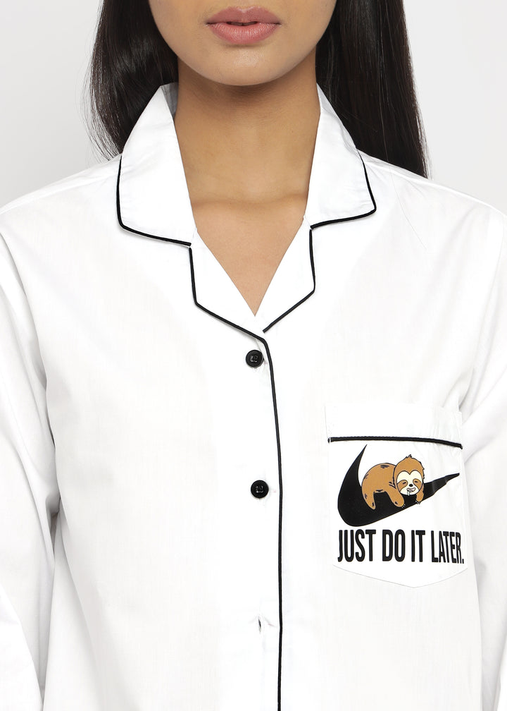 Just Do It Later Cotton Long Sleeve Women's Night Suit