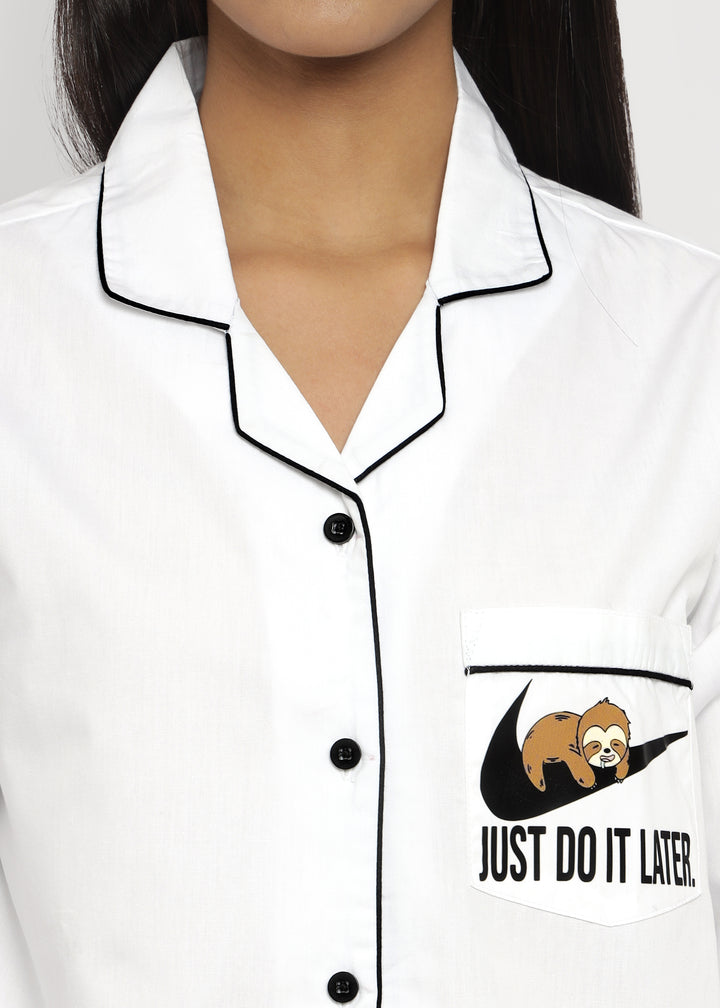 Just Do It Later Cotton Long Sleeve Women's Night Suit