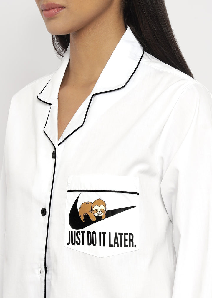 Just Do It Later Cotton Long Sleeve Women's Night Suit