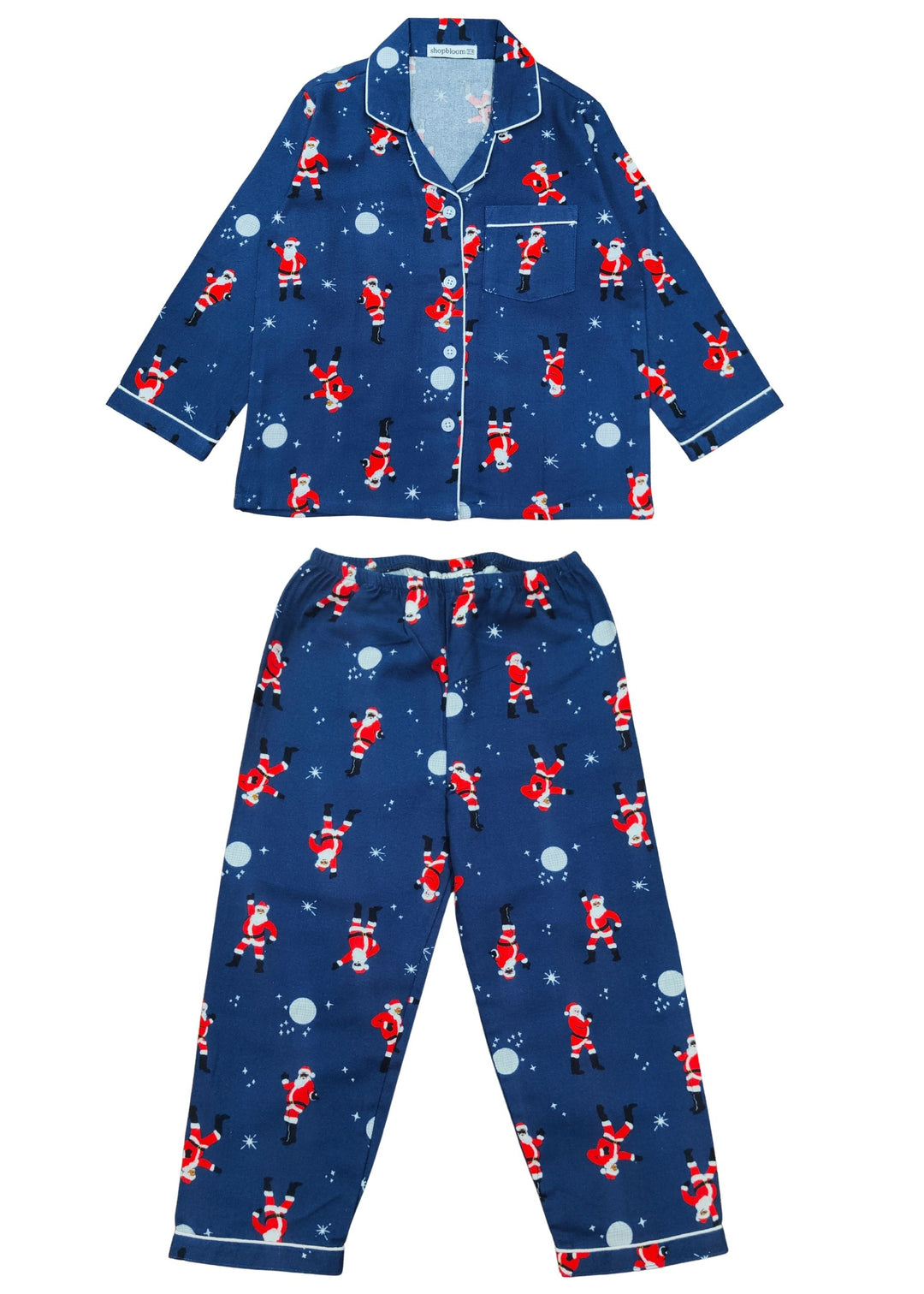 Santa Snuggle Cotton Flannel Long Sleeve Kids Night Suit