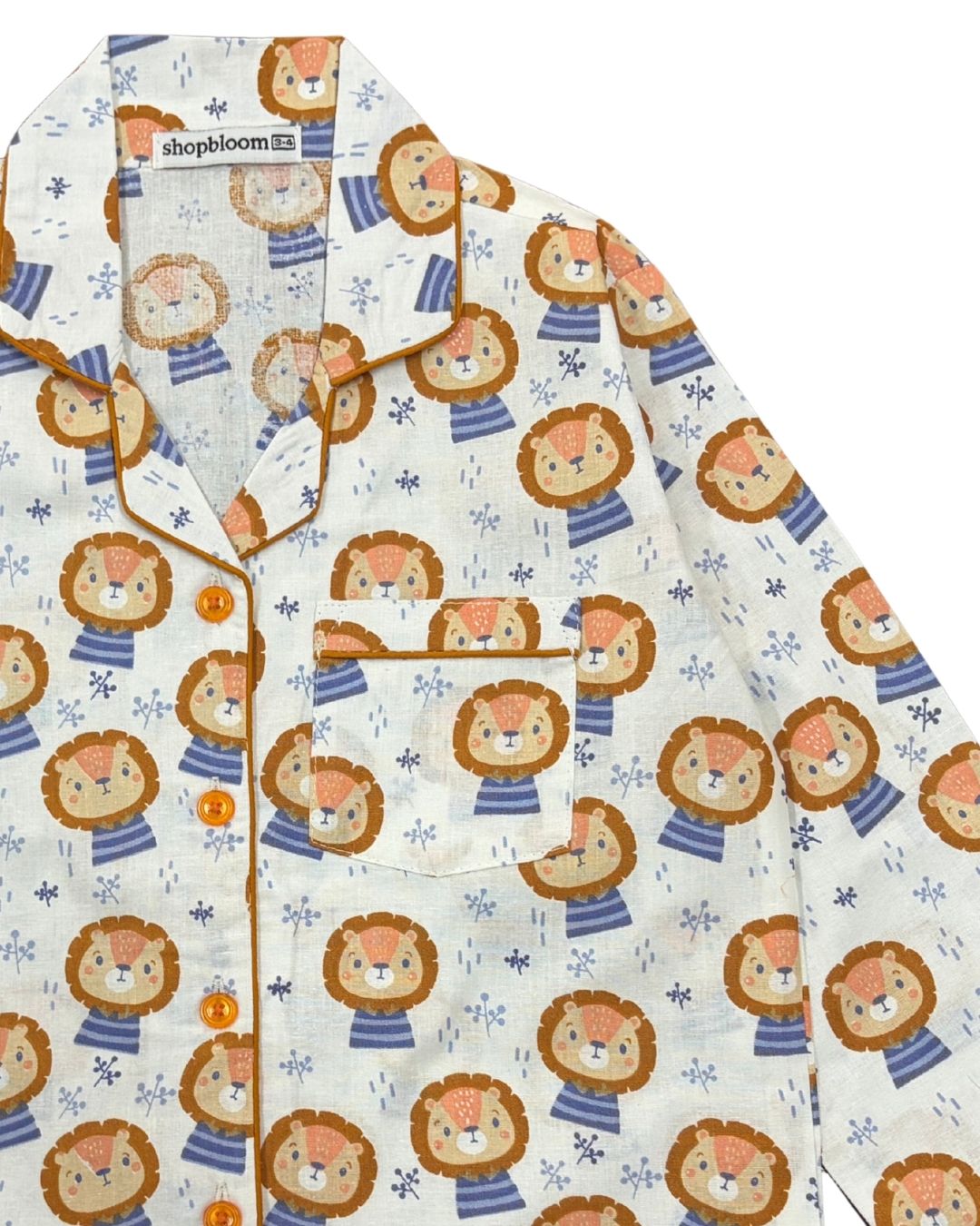 Calm Cub Print Long Sleeve Kids Night Suit