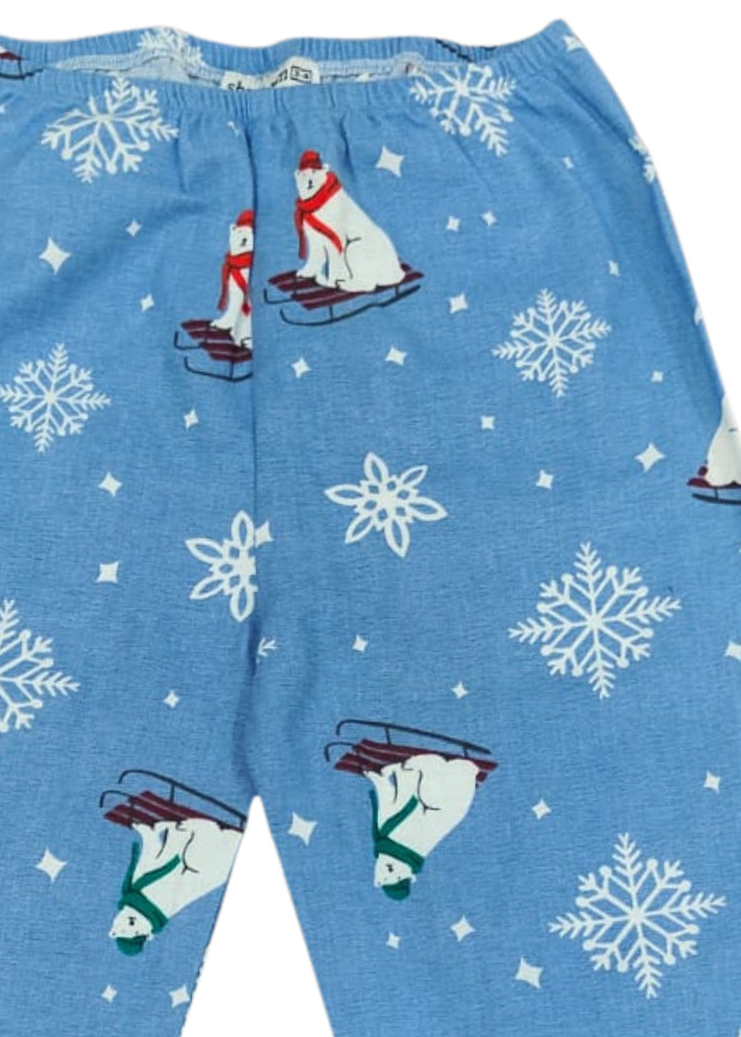 Snowy Bear Cotton Flannel Long Sleeve Kids Night Suit