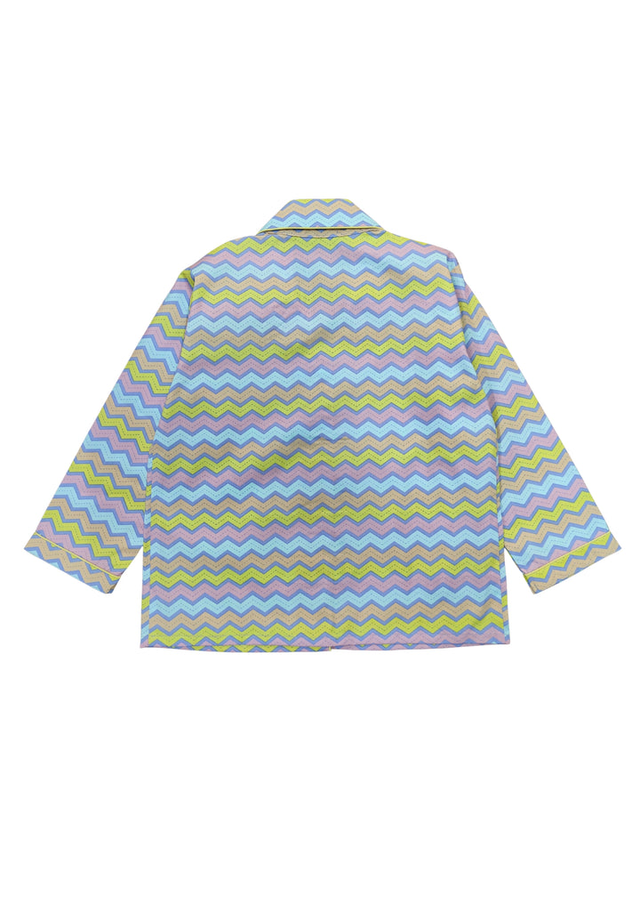 Colorful Wave Print Long Sleeve Kids Night Suit