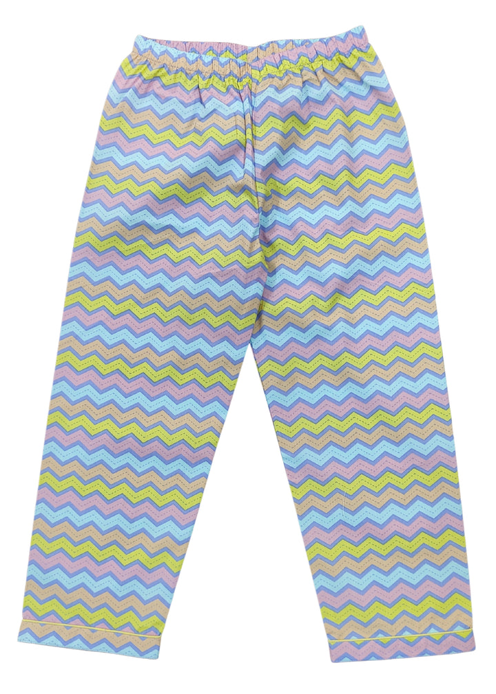 Colorful Wave Print Long Sleeve Kids Night Suit