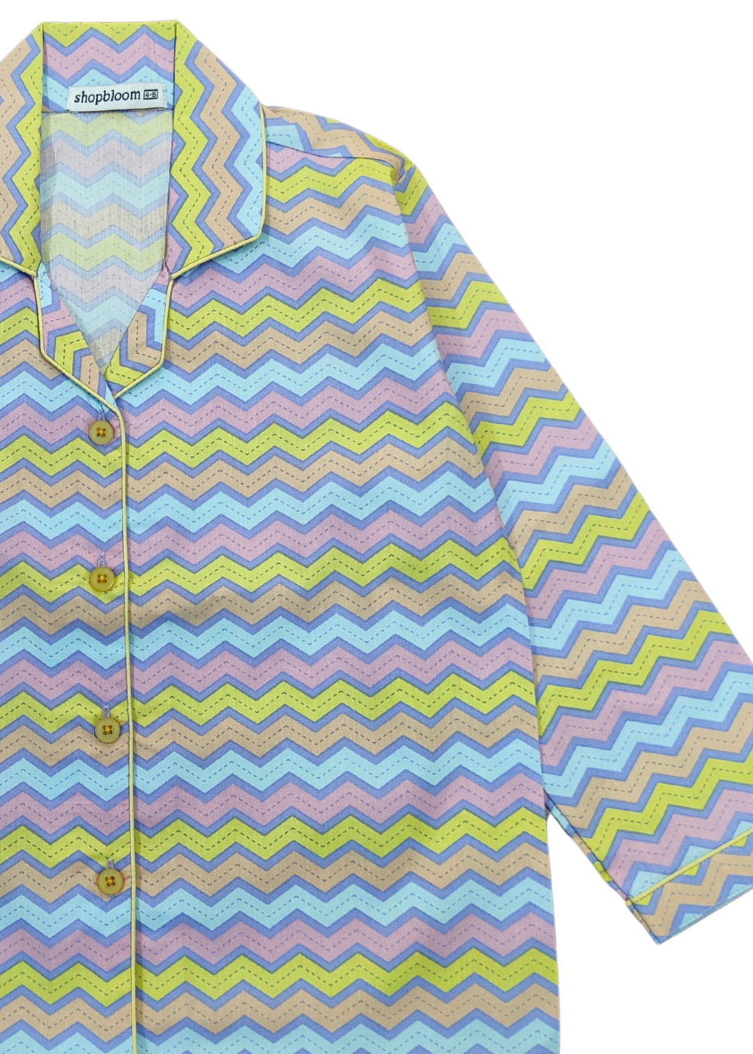 Colorful Wave Print Long Sleeve Kids Night Suit