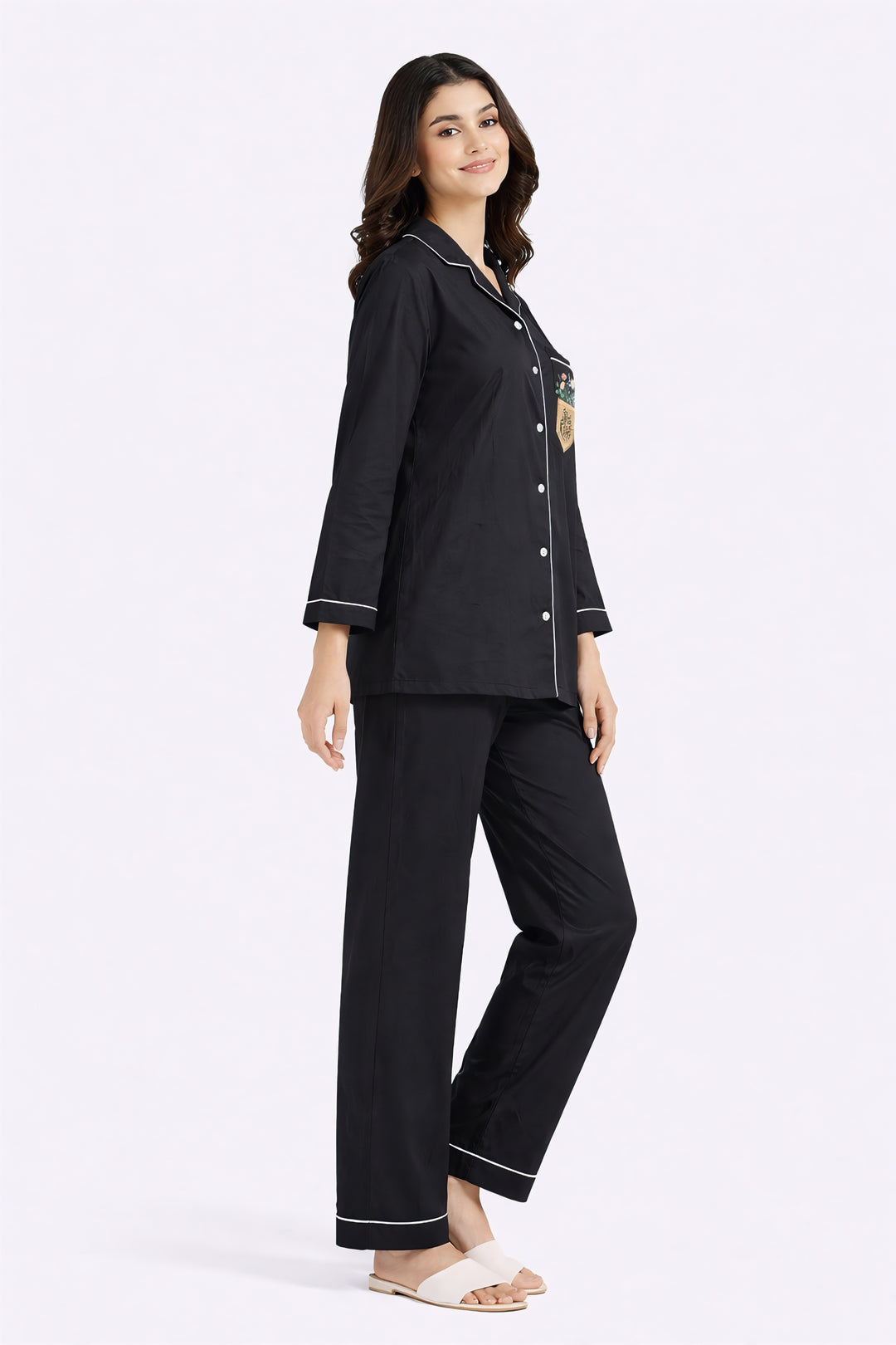 Stay Kind Print Long Sleeve Women's Night Suit