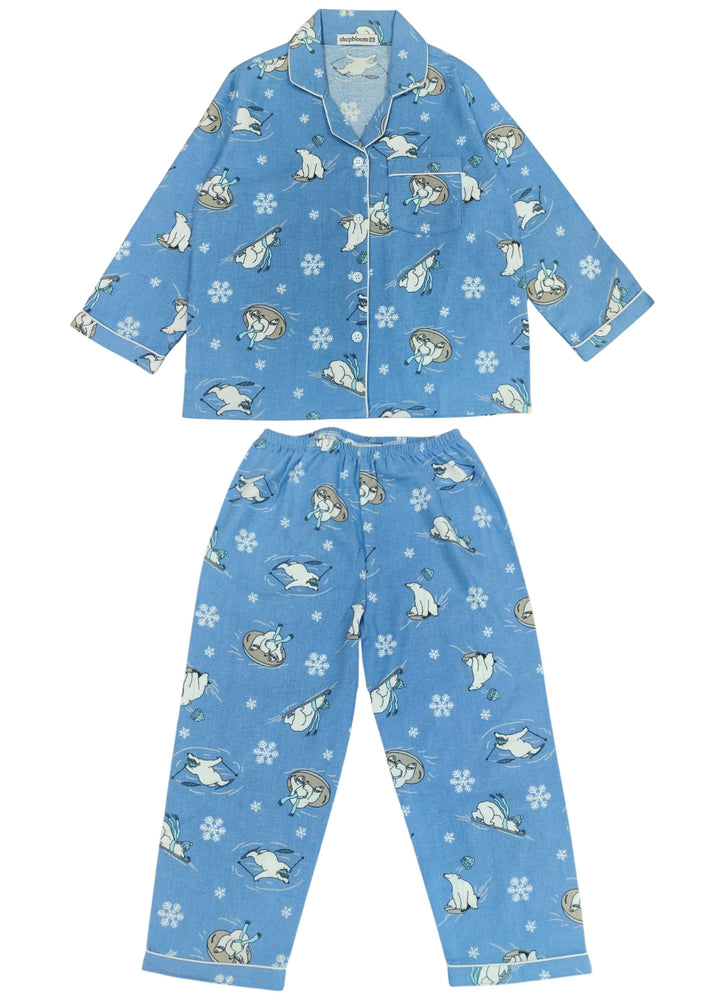 Polar Peekaboo Cotton Flannel Long Sleeve Kids Night Suit