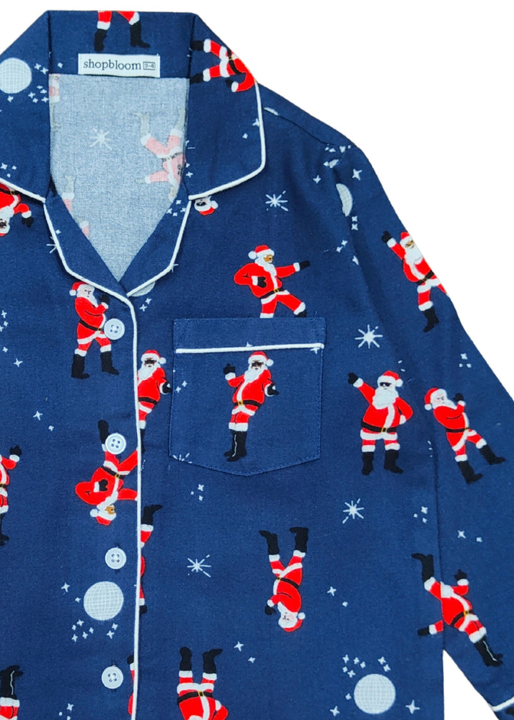 Santa Snuggle Cotton Flannel Long Sleeve Kids Night Suit