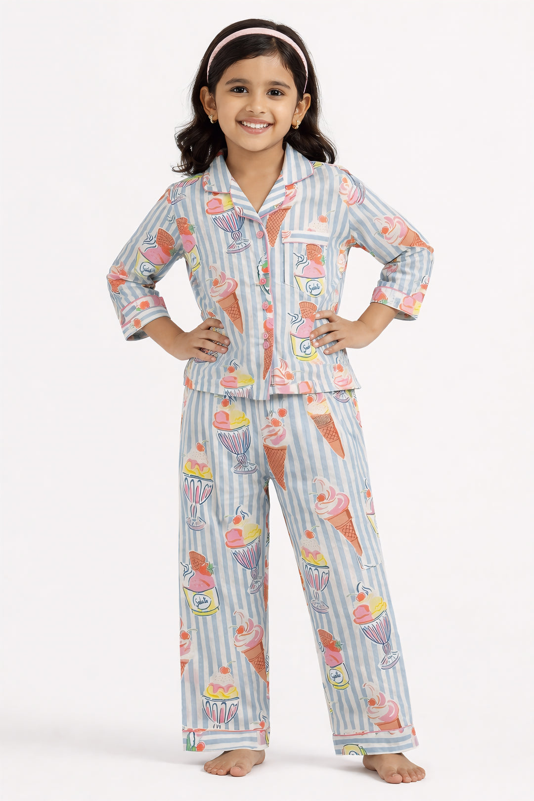 Sweet Scoops Print Long Sleeve Kids Night Suit