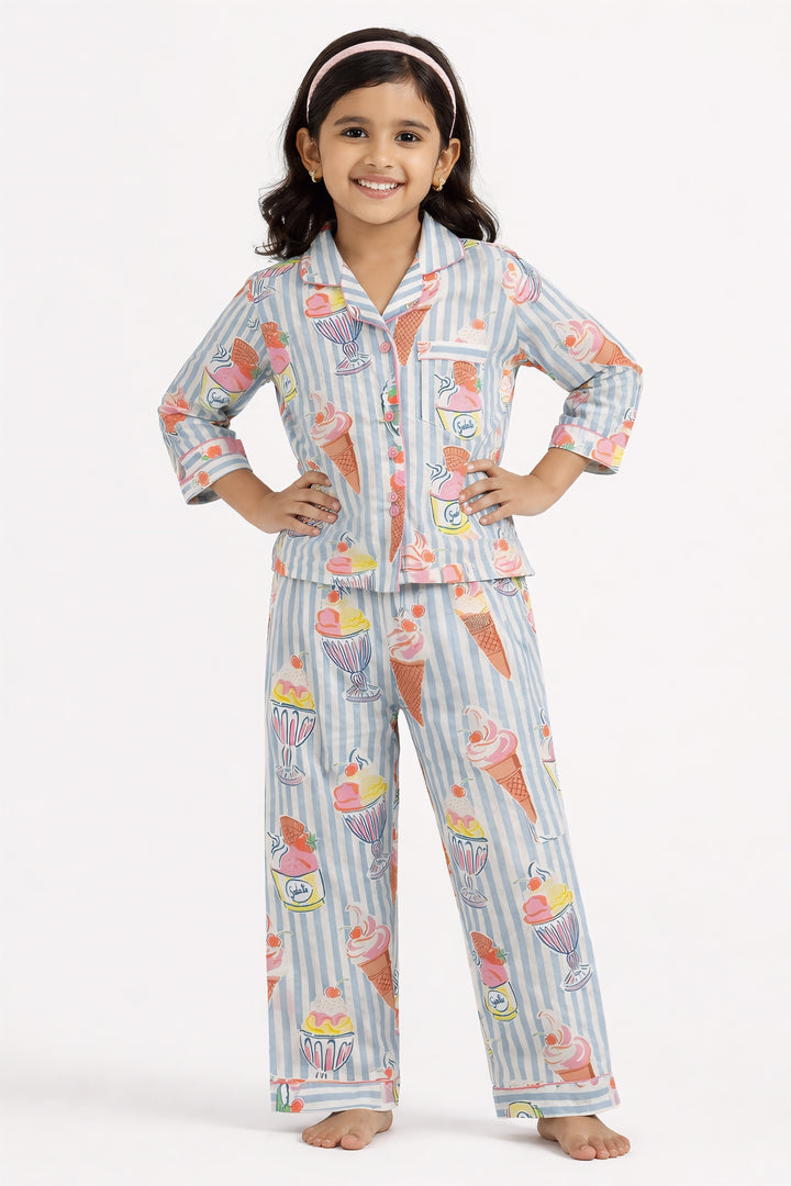 Sweet Scoops Print Long Sleeve Kids Night Suit
