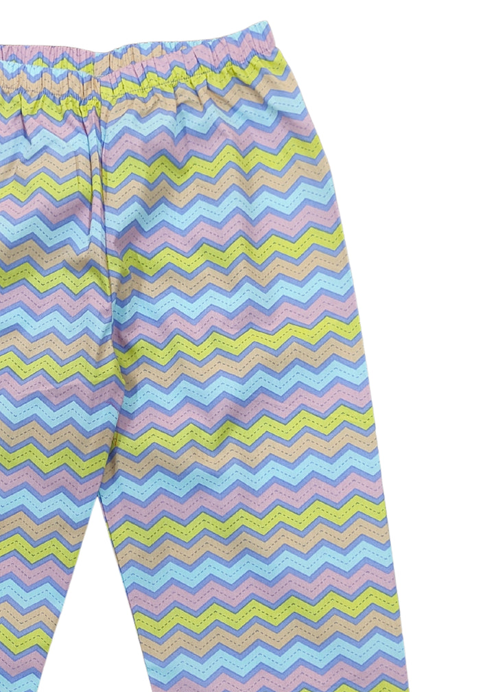 Colorful Wave Print Long Sleeve Kids Night Suit