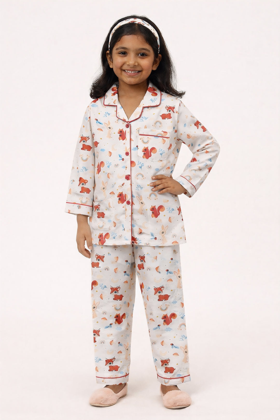 Nutty Buddy Print Long Sleeve Kids Night Suit