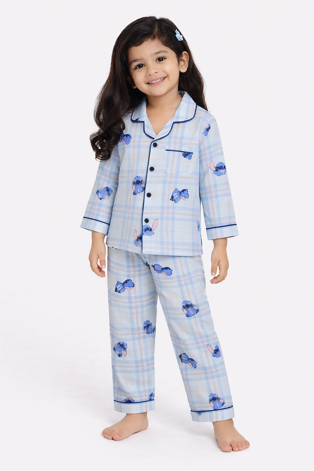 Sleepy Stitch Print Long Sleeve Kids Night Suit