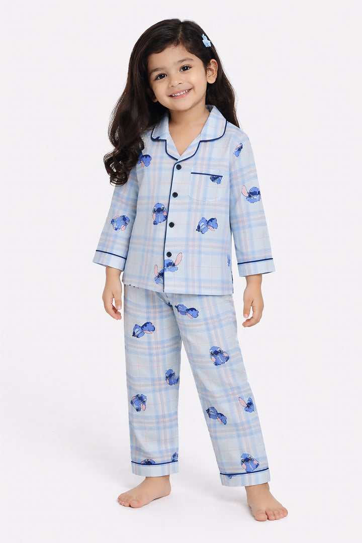 Sleepy Stitch Print Long Sleeve Kids Night Suit