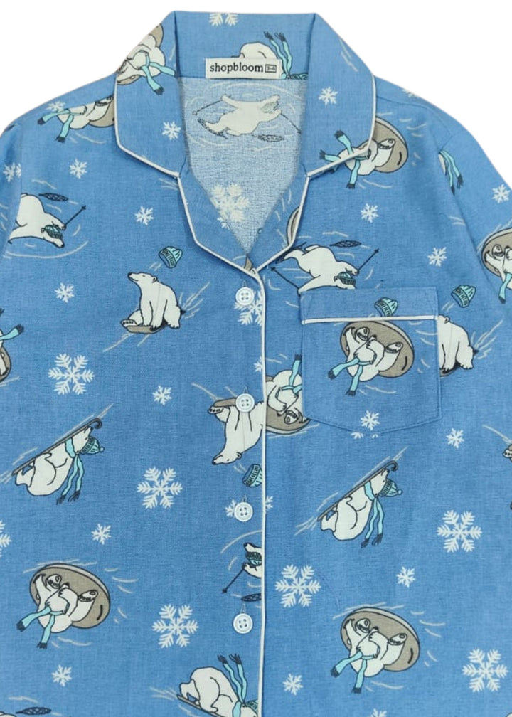 Polar Peekaboo Cotton Flannel Long Sleeve Kids Night Suit