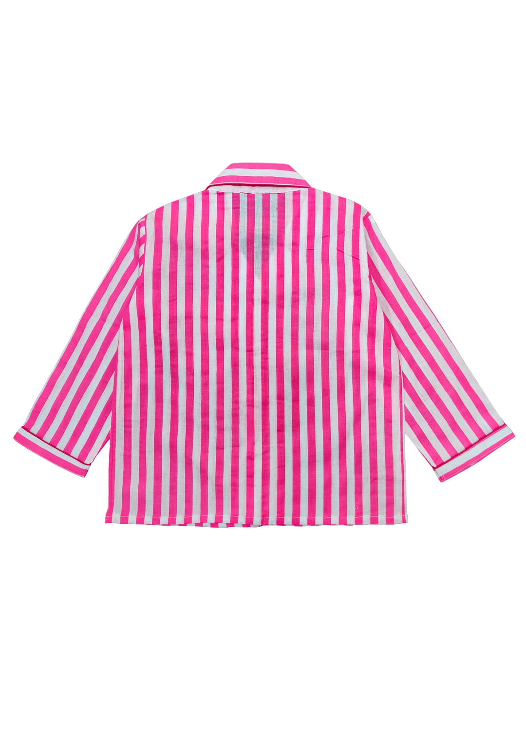 Neon Pink Stripes Long Sleeve Kids Night Suit