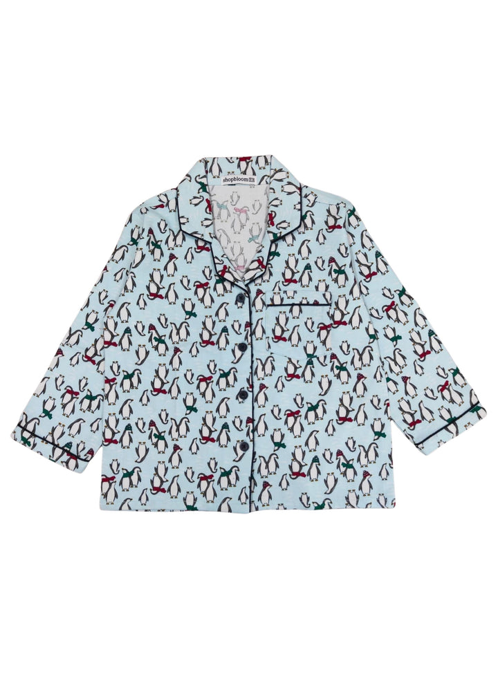 Frosty Penguin Cotton Flannel Long Sleeve Kids Night Suit
