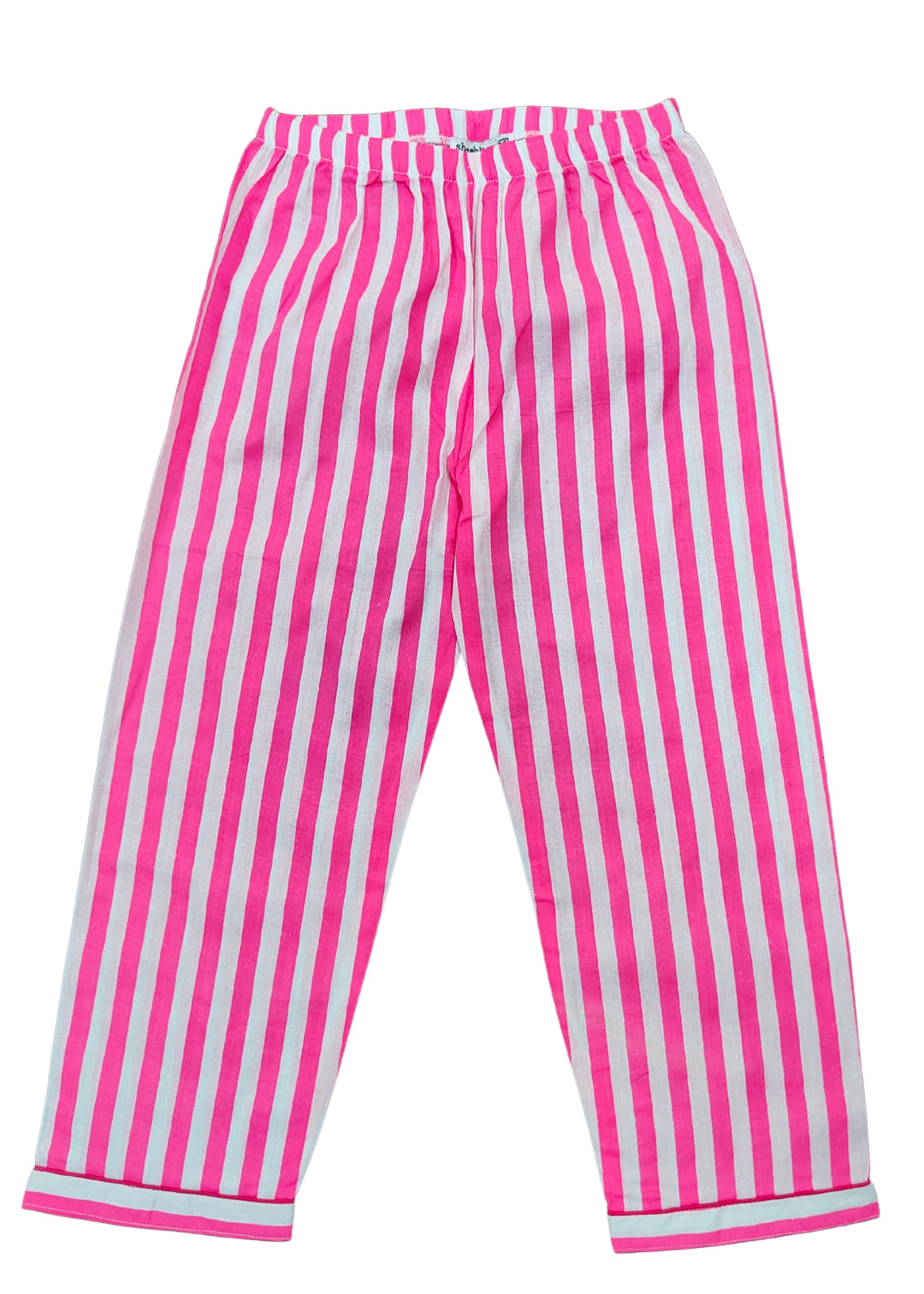 Neon Pink Stripes Long Sleeve Kids Night Suit