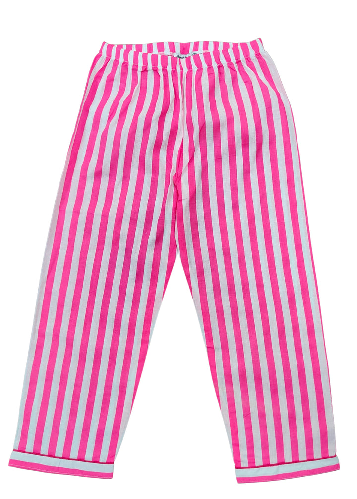 Neon Pink Stripes Long Sleeve Kids Night Suit