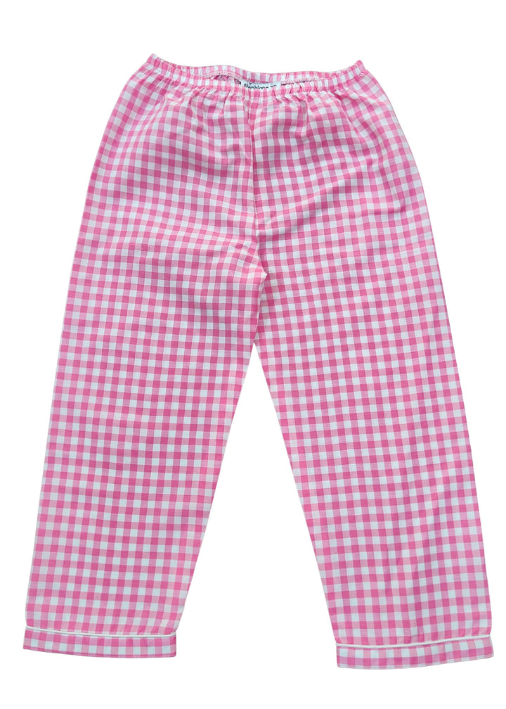 Pink Checkered Print Long Sleeve Kids Night Suit
